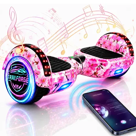 Hoverboard 6.5'' Skate Elétrico Com Bluetooth E Luzes Led Rosa