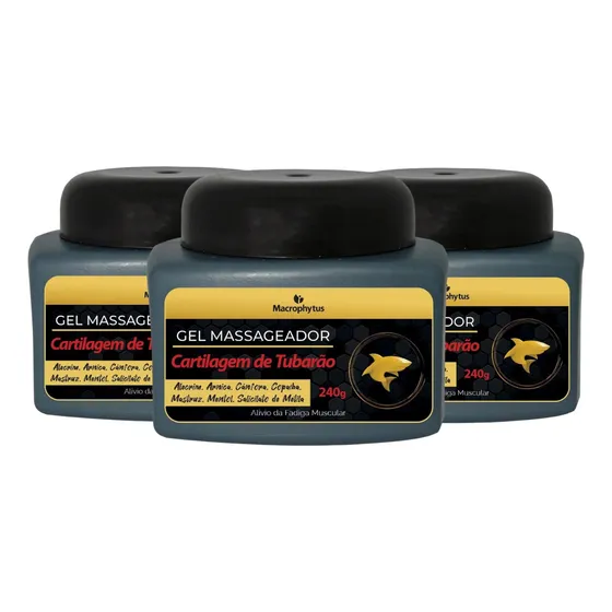 Kit 3 Gel Masajeador Dolor Muscular Cartílago De Tiburón  Mentol