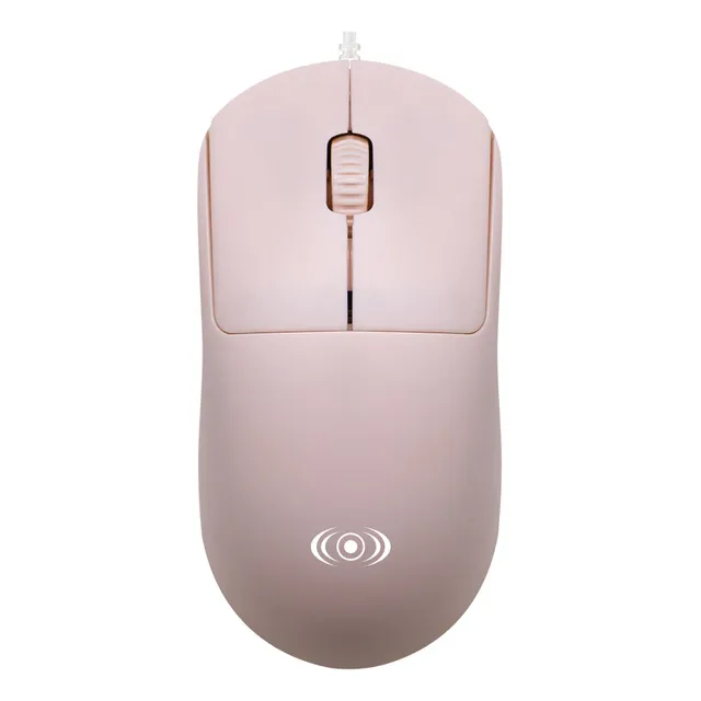 Mouse Alámbrico Ergonómico Movimiento Estable Pc Laptop Color Rosa