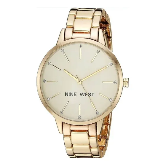 Nine West | Reloj Mujer | Nw/2098chgb | Original Correa Dorado Bisel Dorado Fondo Beige