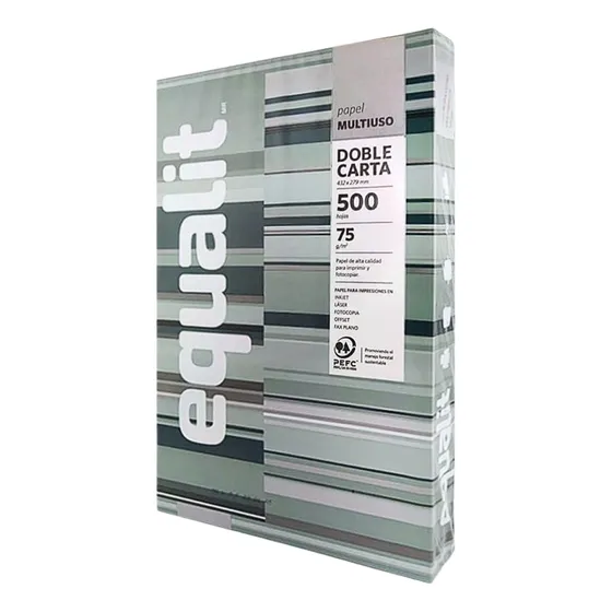 Resma Doble Carta Equalit 75 G/m2 X 500 Hojas Multifuncional Color Blanco