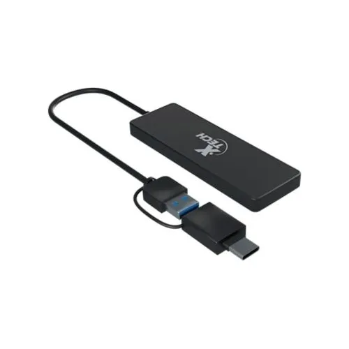 Hub Usb Xtech Xtc-390 Usb-a Y Usb-c 4 Puertos Usb 3.0 5gbps Color Negro