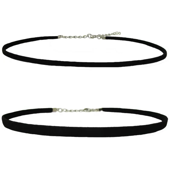 Kit Com 2 Chokers Courinho Camurça Fino E Médio
