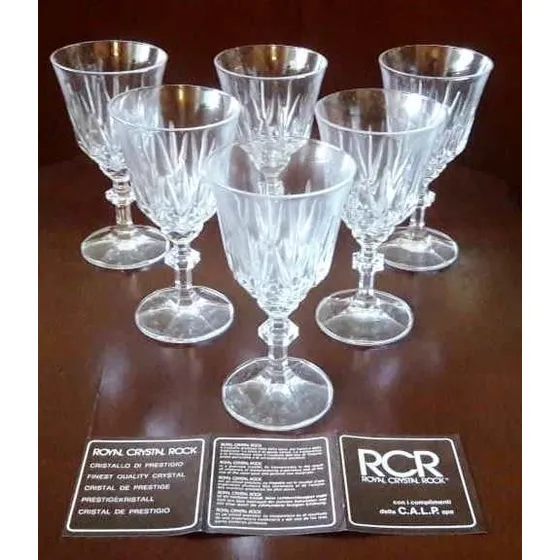 6 Copas De Cristal. Marca Italiana  Royal Crystal Rock