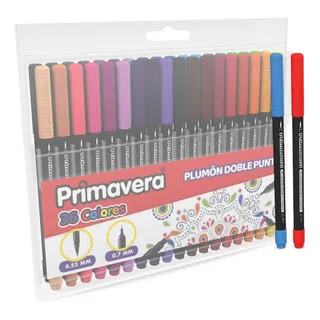 Plumones Punta Pincel Y Punta Fina Primavera X36 Colores Plumones Punta Pincel Y Punta Fina Primavera X36 Colores