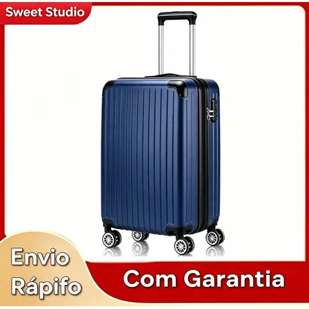 Mala de Bordo Sweet Studio ABS Rígida Azul com 4 Rodas de 360° para Viagem