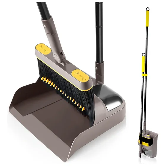Jehonn Escoba Y Recogedor Plegable Set De 138cm Marrón