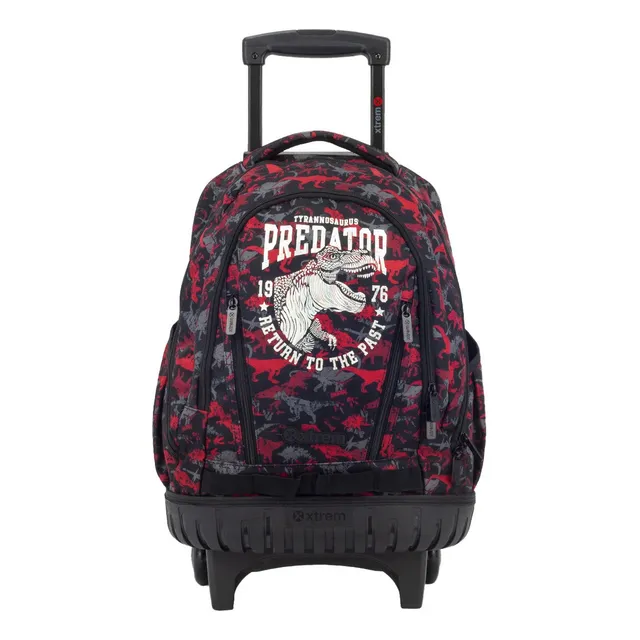 Mochila Con Carro Xtrem By Samsonite Cross Color Red Dino Diseño De La Tela Liso