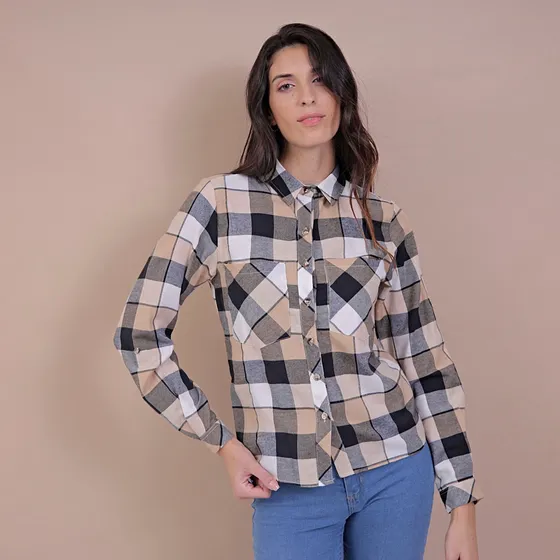 Camisa Upminorista Mujer Cuadrille Amarilla Mangas Largas