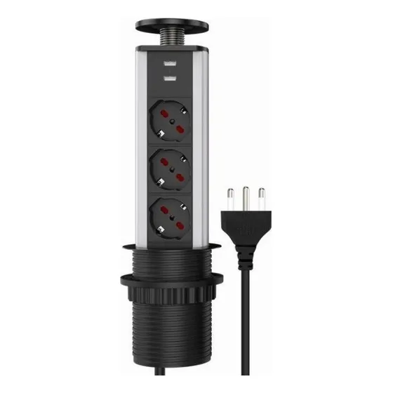 Torre Enchufe Chileno 3 Orificios(3 Enchufes + 2 Usb)