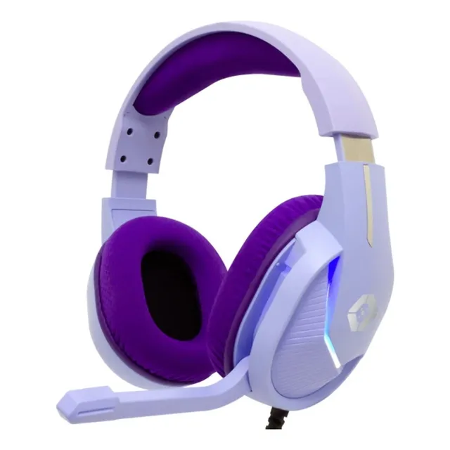 Audifonos Gamer Alambricos Morados Axolotl Vortred Luz Rgb