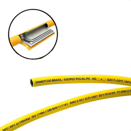 Tubo Multicamada 16mm Emmeti Pex Amarelo 2 Metros Tubo Multicamada 16mm Emmeti Pex Amarelo 2 Metros