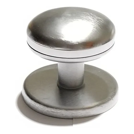 Pomo Fijo Centrado Con Roseta De 70mm Aluminio Currao Plateado