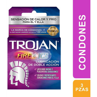 Condones Trojan Fire & Ice De Hule Látex Natural 3 Piezas Condones Trojan Fire & Ice De Hule Látex Natural 3 Piezas
