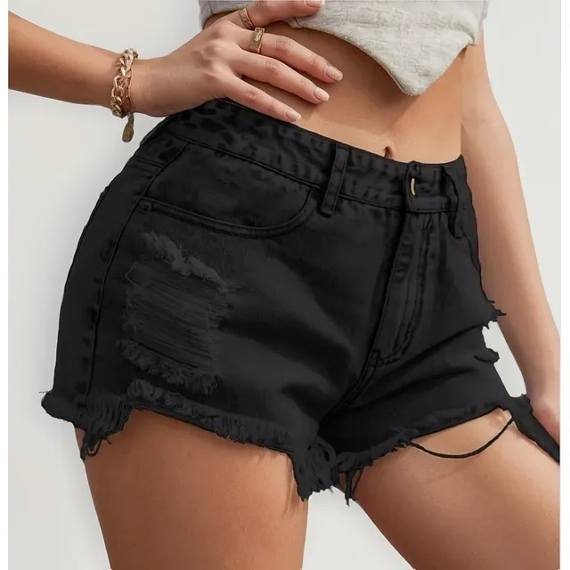 Short De Mezclilla Con Efecto Suavizado De Mujer