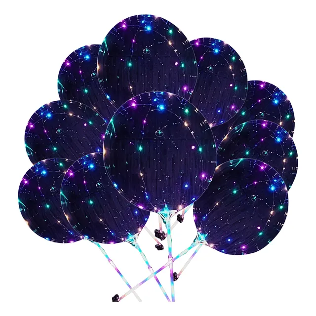 Globos Led Burbuja 40 Cm X 10 Unid C/pilas Aa Transparente