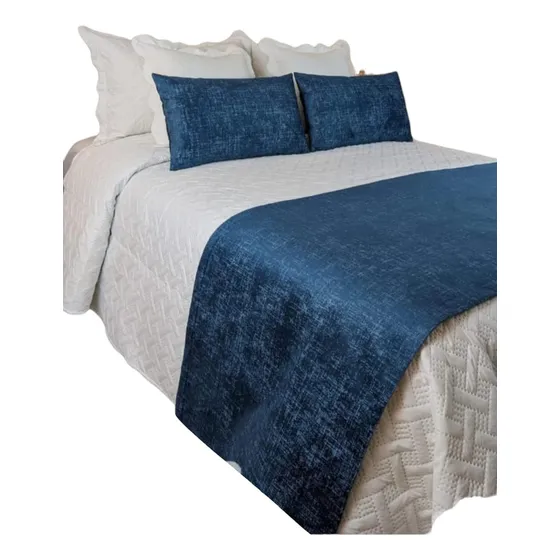 Pie De Cama (throw) Doble/queen Con 2 Riñoneros 220x60 Cm.