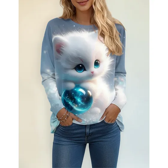 Remera Animados Gatito Talle M .  Manga Larga