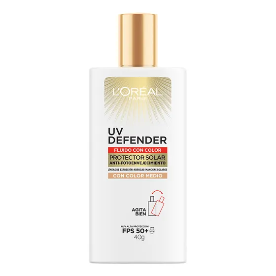 L'oréal Paris UV Defender Protector Solar Diario Fluido Tono Medio Fps50 40 mL