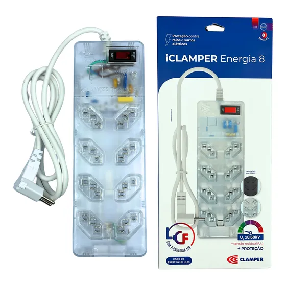 Filtro De Linha Dps Iclamper Energia 8 Tomada 10a 127/220v