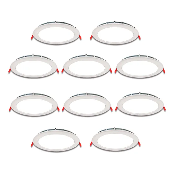 Combo X10 Plafón Led De Embutir Redondo 12w Luz Fría 960lm