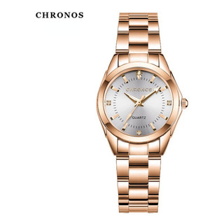 Reloj Impermeable Chronos Fashion Quartz Para Mujer Color De La Correa Rose White Reloj Impermeable Chronos Fashion Quartz Para Mujer Color De La Correa Rose White