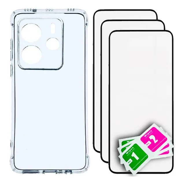 3x Pelicula 3d + Capa Transparente Para Redmi Note 14