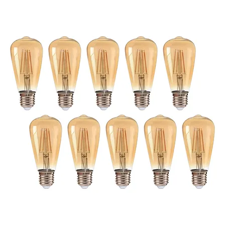Pack X10 Ampolleta Vintage Led Filamento 6w St64 E27