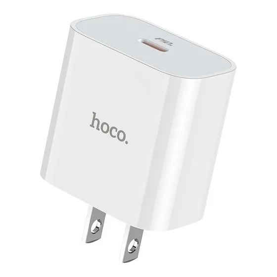 Cubo Cargador Puerto Tipo C Carga Rápida Pd 20w Hoco Color Blanco