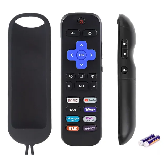 Xtwe Control Remoto Para Roku Hisense Tcl Jvc Atvio Sharp Sanyo Polaroid Smart Tv Con 8 Teclas De Acceso Rápido, Con Funda