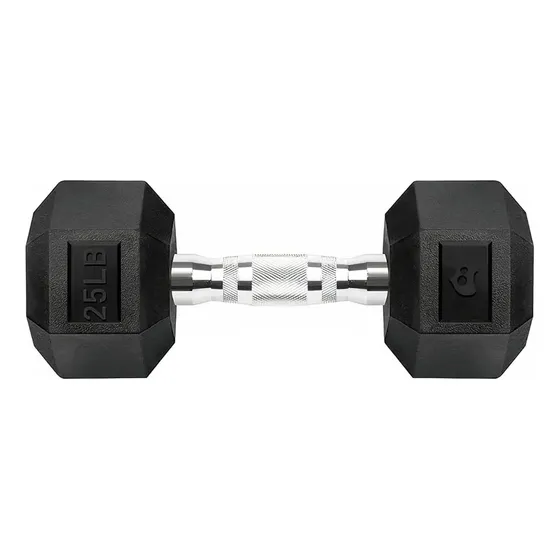 Mancuerna Hexagonal Caucho 25lb Gym Crossfit 1 Pieza Color Negro