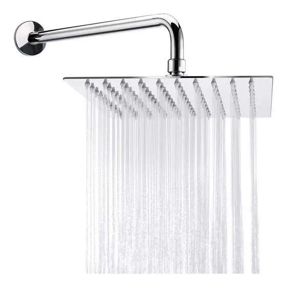 Regadera Cuadrada 20 Cm Acero Inoxidable Con Tubo 40 Cm Acabado Cromado Para Duchas Balance