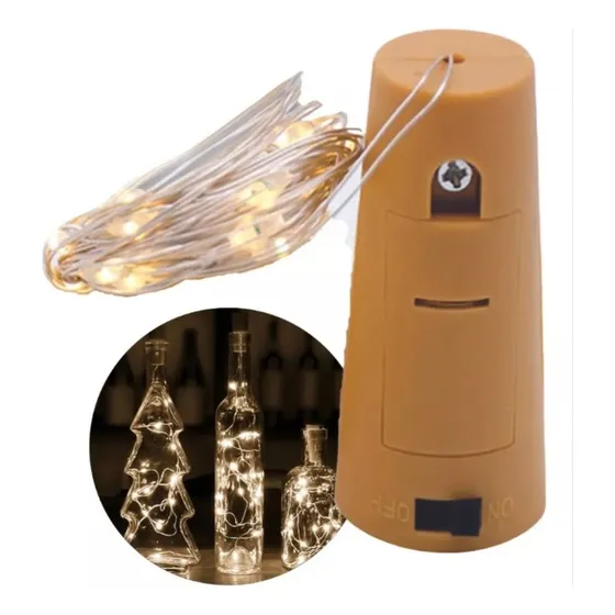 X 20 Luz Alambre Microled 2m Corcho Botella Guirnalda +pilas