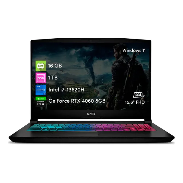 Notebook Msi Katana 15 I7 13va 16gb 1tb Ssd Rtx4060 8gb 15.6 Color Negro