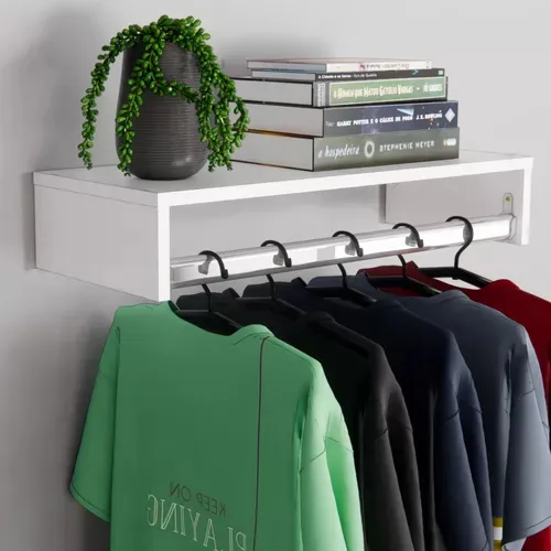 Cabideiro De Parede Arara Porta Roupas Quarto Closet 60cm