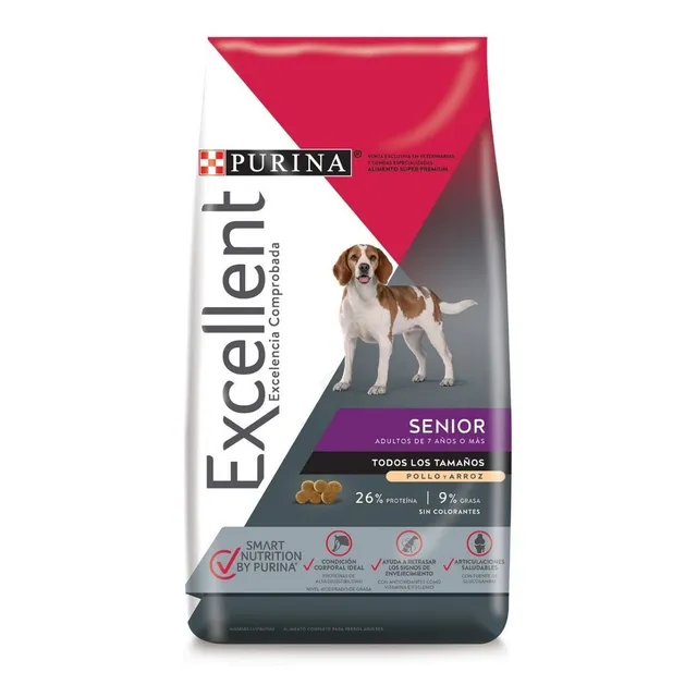 Alimento Excellent Adult 7+ All Breed Sizes para perro senior todos los tamaños sabor pollo y arroz de 15 kg