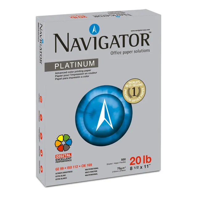 Papel Carta Navigator Caja Con 10 Resmas 5000 Hojas Blancas