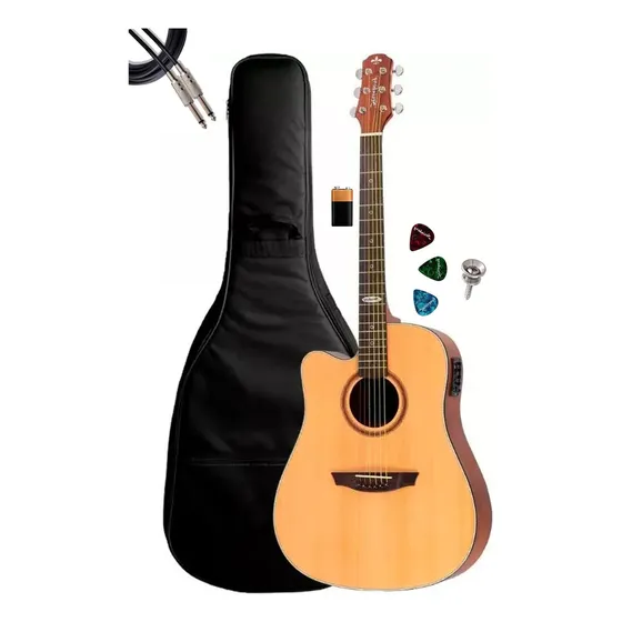 Violão Canhoto Eletrico Sd200 Lh Folk Aço + Capa Almofadada Cor Natural Material Do Diapasão Cedro Orientação Da Mão Esquerda