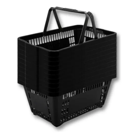 Kit 10 Cestas De Compras Plástica 16l Preta Envio Imediato