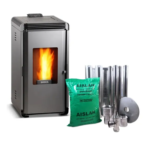 Estufa A Pellet Hera + Charcoal + Kit De Instalación