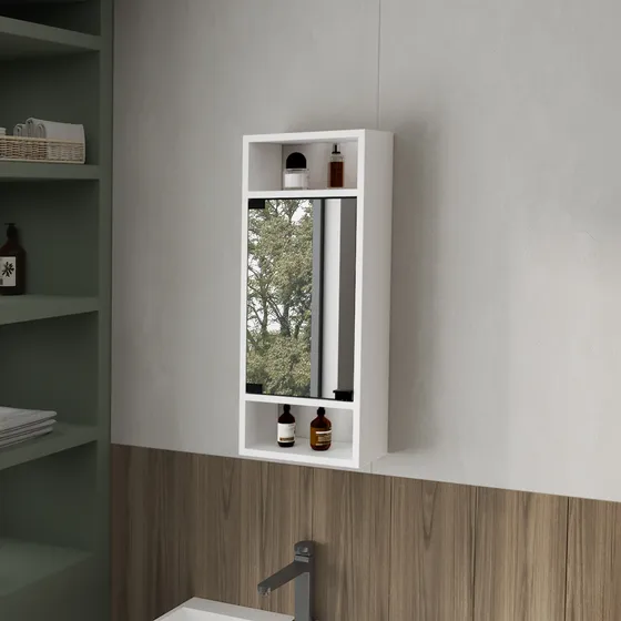 Gabinete De Baño Con Espejo Uros 71x30x15 Rta Blanco