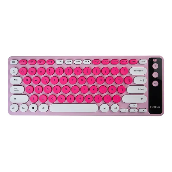 Teclado Noga Receptor Usb Bluetooth C/soporte Celular Q30 Teclado Rosa Idioma Español