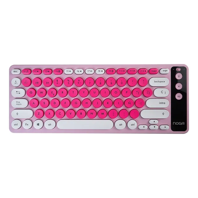 Teclado Noga Receptor Usb Bluetooth C/soporte Celular Q30 Teclado Rosa Idioma Español