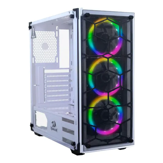 Gabinete Gamer Redragon Wheeljack Blanco Con 3 Abanicos Rgb