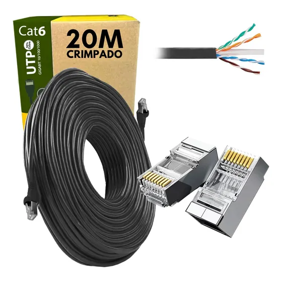 Cabo De Rede Cat6 Utp Internet Rj45 Blindado 20 Metros