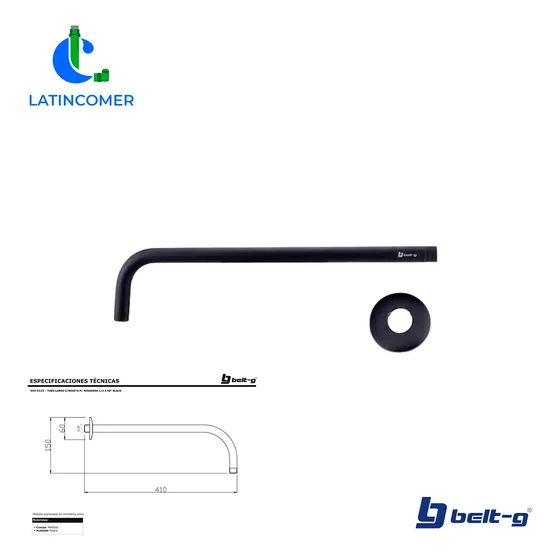 Tubo Largo Para Regadera 1/2 X 90° Black. Gri-0123