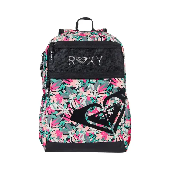 Mochila Esportiva Roxy Essence Com Bolso Anti Furto Casual Cor Paradise Florido