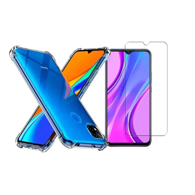 Protector Redmi 9c Case Transparente  + Vidrio Hd Hansbroter