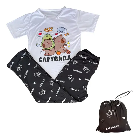 Pijama De  Mujer De Capybara  Pantalón Y Blusa