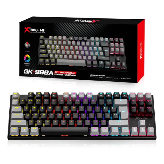 Teclado De Jogos Retroiluminado Xtrike Me Gk989b Com Cabo Usb 2.0 Para Computador Pc Com Luz - Preto